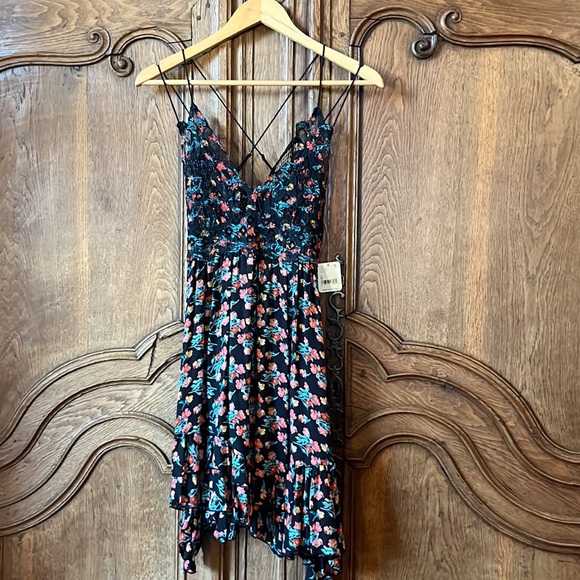 NEW Free People One Adella Printed Slip Mini Crochet Lace Dress - Picture 9 of 15